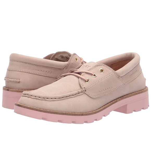 SPERRY Boat Shoe In Pink Sand Leather Size 8.5.